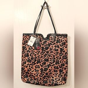 NWT Vintage Bisou Bisou Michele Bohbot Leopard Tote Bag